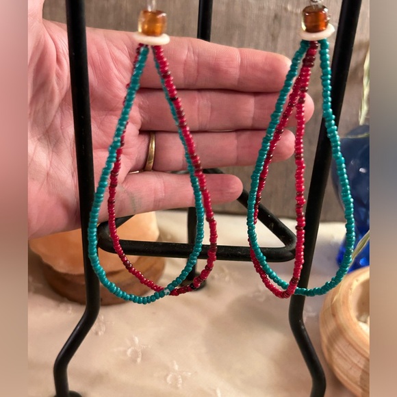Native Turquoise Seed beads Choker including Earrings - Picture 6 of 7